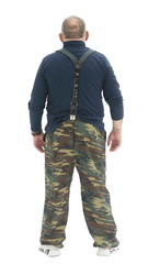 Fototapeta premium Man standing giving his back to the camera isolated over a white backgroud