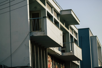 View of the facade of a building in the streets of Limassol in Cyprus island