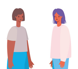 women avatars cartoons vector design