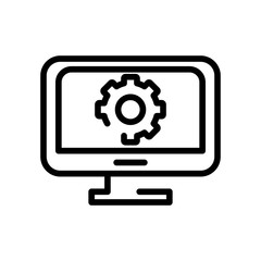 desktop with gear line style icon