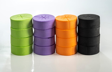 multicolored foam cloning collars for hidroponics and aeroponics