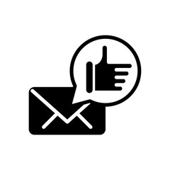 envelope with hand like social media marketing silhouette style