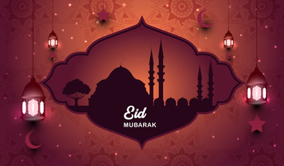 Eid Mubarak, Illustration vector graphic of Eid Mubarak background.