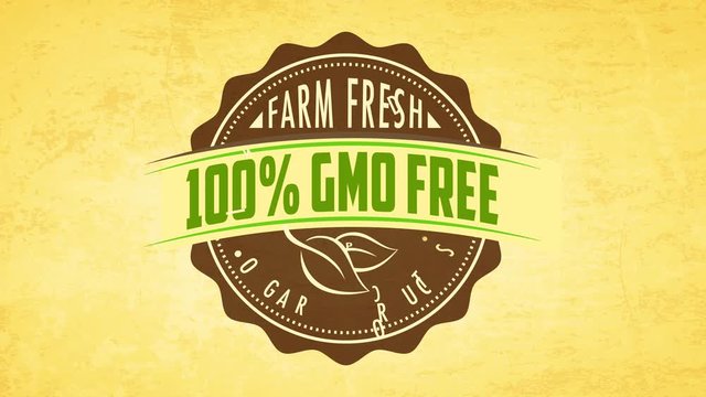 organic farm fresh products emblem promoting healthy 100 percent gmo free food recycled texture background