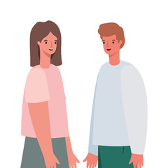 Woman and man avatar cartoon vector design