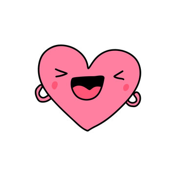 Happy smiling laughing heart symbol doodle icon