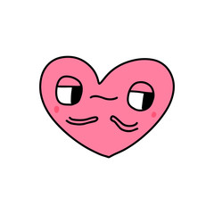 Envy heart symbol doodle illustration icon in cartoon comic kawaii face