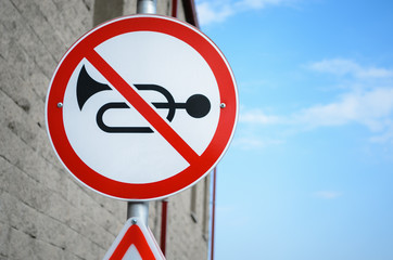 Road sign prohibiting the signal