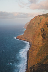 Beautiful scenic sunset view on cliffs coast of Atlantic Ocean