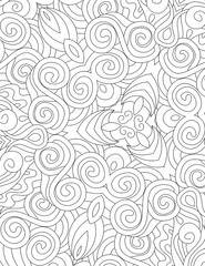 abstract coloring book page for adult. relaxing anti-stress pattern with variates shapes for color filling. - 350696011