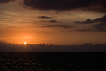 sunset over the sea in mexico puerto Vallarta bay and harbor  