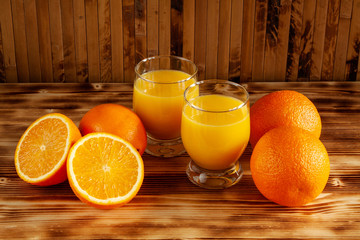 Orange juice and oranges