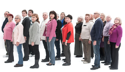 Obraz premium Profile view of a group of people isolated over a white background