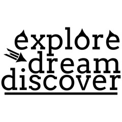 Explore. Dream. Discover - travel and adventure quotes with a white background.vector Illustration.