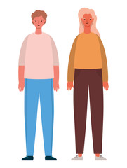 Woman and man avatar cartoon vector design