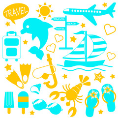 Colorful icons in a set in one style for a spa holiday on the sea and travel isolated on a white background.