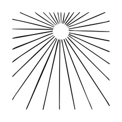 Obraz premium Sunburst. Hand drawn light rays vector illustration. Sunburst design elements, linear drawing. Light rays sunburst for retro logo and emblem.