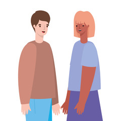 Fototapeta premium Woman and man avatar cartoon vector design