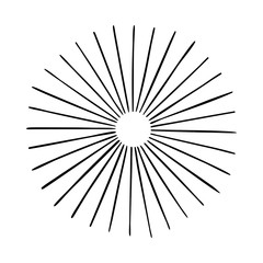 Obraz premium Sunburst. Hand drawn light rays vector illustration. Sunburst design elements, linear drawing. Light rays sunburst for retro logo and emblem.
