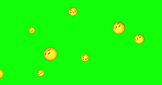 Emoji emoticon pensive sad sorry face falling green screen chroma key animation 3d