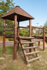 Fototapeta na wymiar wooden playground. Garibaldi, rs, Brazil.
