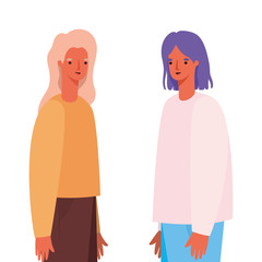 Woman and man avatar cartoon vector design