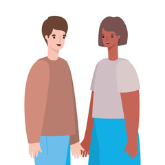 Woman and man avatar cartoon vector design