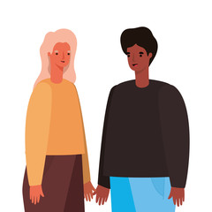 Woman and man avatar cartoon vector design