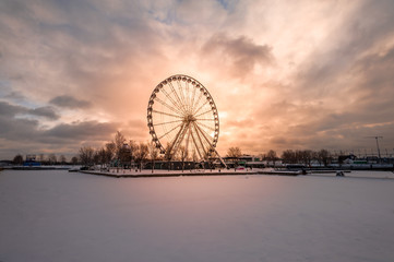 Big wheel in winter, Old Montreal,