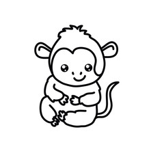 Chinese New Year kawaii zodiac animals clipart on a white background,monkey, chimp