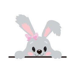 Cute Little Easter Bunny Vector Illustration on White Background