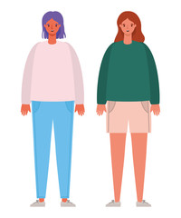 women avatars cartoons vector design