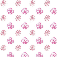 Watercolor seamless pattern with pink rose isolated on white. Design for textile, fabric, poster, banner, wrapping, scrapbooking. 