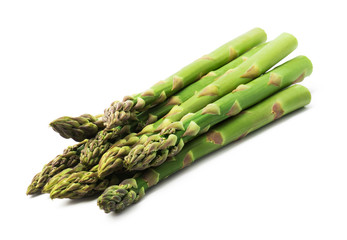 fresh green asparagus on a white background