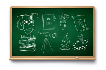 Illustration set of education symbol objects