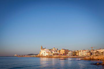 Sitges is a town near Barcelona in Catalunya, Spain. It is famous for its beaches and nightlife.