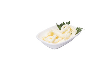 Cheesey cheese. Cheese in white plate on white background. Breakfast menu. Tr - Cecil peynir