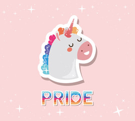 lgtbi pride and kawaii unicorn vector design