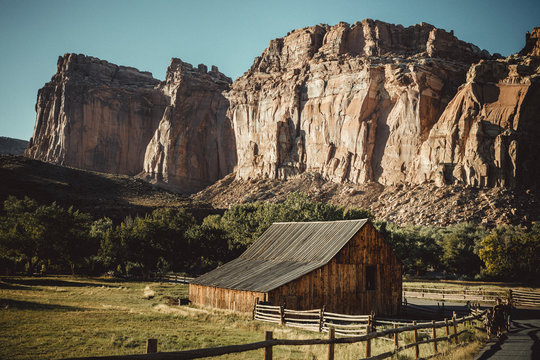 Capitol reef national park environment at sunset