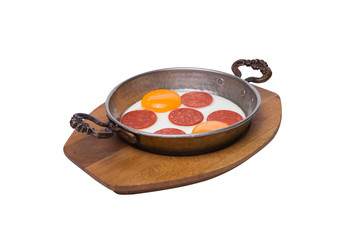 Breakfast egg with sausage, Turkish breakfast, Tr - sucuklu yumurta