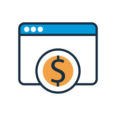 webpage with coin dollar fill style icon