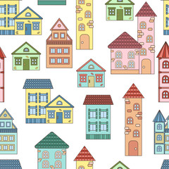 Obraz na płótnie Canvas Seamless pattern with colorful houses