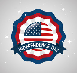 4 of july happy independence day lace emblem vector illustration design