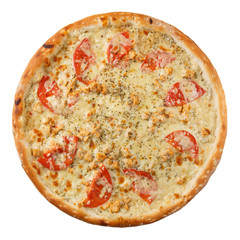 Delicious classic italian Pizza with ham, tomatoes and cheese