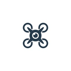 Drone symbol. Quadcopter simple icon on white background. Perfect icon for modern web and mobile design, innovative tech concept.
