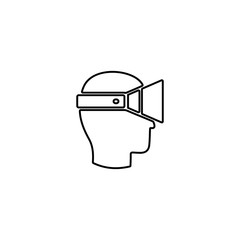 Man wearing virtual reality glasses icon. VR headset sign. VR gaming, entertainment illustration for perfect web and mobile concept.
