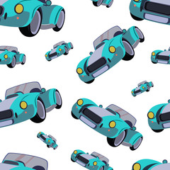 Vector naadloos patroon met speelgoedauto& 39 s. Retro auto& 39 s patroon voor kinderen. Illustratie van auto& 39 s in blauw. vector achtergrond van kleine grappige vector auto