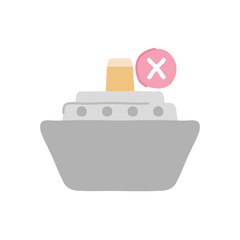 forbidden to be transported by ship symbol, car with ship icon, flat style