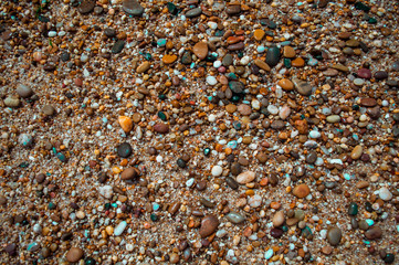 Sea Pebbles, different shades and colors. Horizontal photo