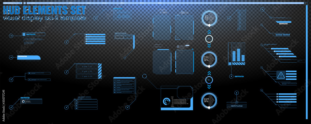 Poster interface elements hud, ui, gui. vector callout titles set. futuristic callout bar labels, informati